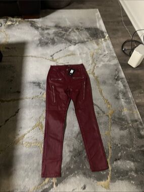 Leather look pants